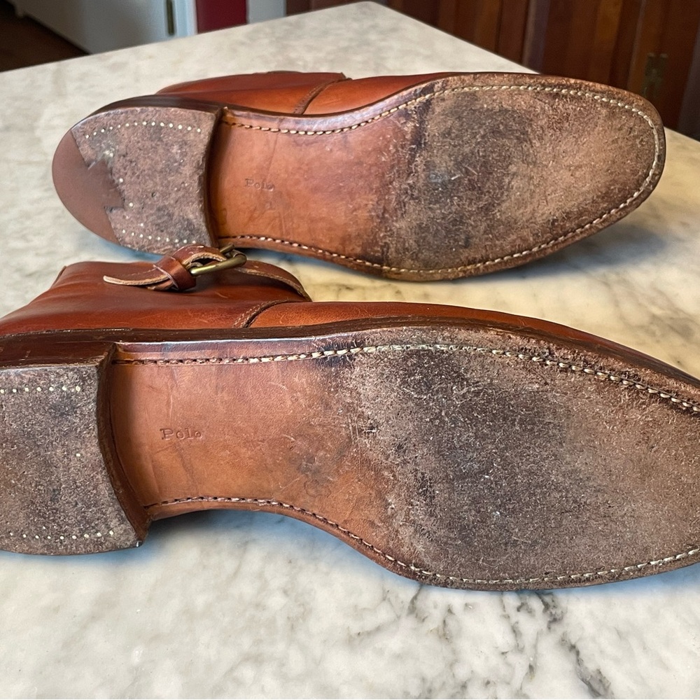 Handmade Crockett&Jones x Polo Ralph Lauren Brown Leather Desert Boots Mens 12D - Picture 4 of 15